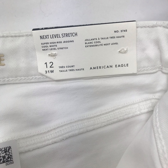 American Eagle Next Level Stretch White Super High Rise Cotton Denim Jegging NEW - Picture 16 of 16